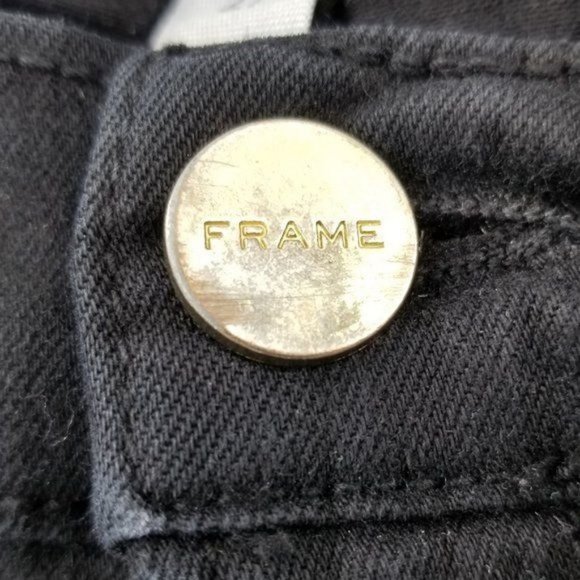 Frame Le Skinny De Jeanne Film Noir Raw Hem Jeans Size 27 - Picture 5 of 13